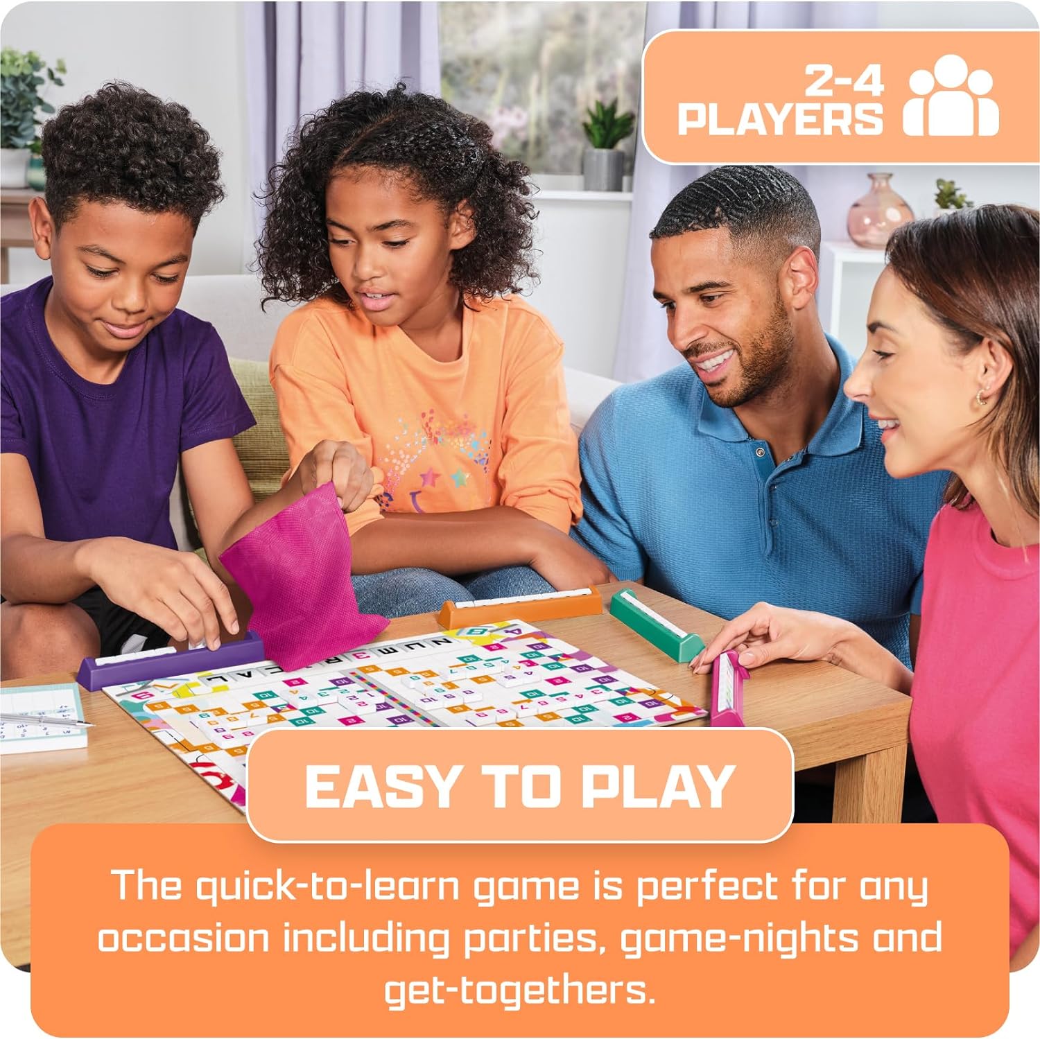 TOMY Numerical - Number Blocks Sequence Board Game - Build Sets, Use Score Boosters, Outthink Opponents - Strategy Board Games for Adults & Kids +10 Years - 2-4 Player Board Games for Kids & Adults