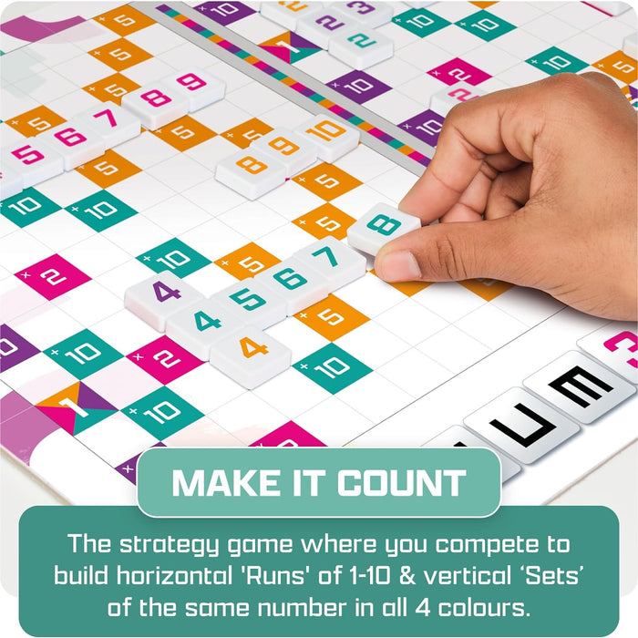TOMY Numerical - Number Blocks Sequence Board Game - Build Sets, Use Score Boosters, Outthink Opponents - Strategy Board Games for Adults & Kids +10 Years - 2-4 Player Board Games for Kids & Adults