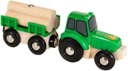BRIO World Farm Tractor Toy (with Load) for Kids Age 3 Years Up - Wooden Railway Train Set Add On Accessories