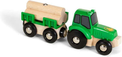 BRIO World Farm Tractor Toy (with Load) for Kids Age 3 Years Up - Wooden Railway Train Set Add On Accessories