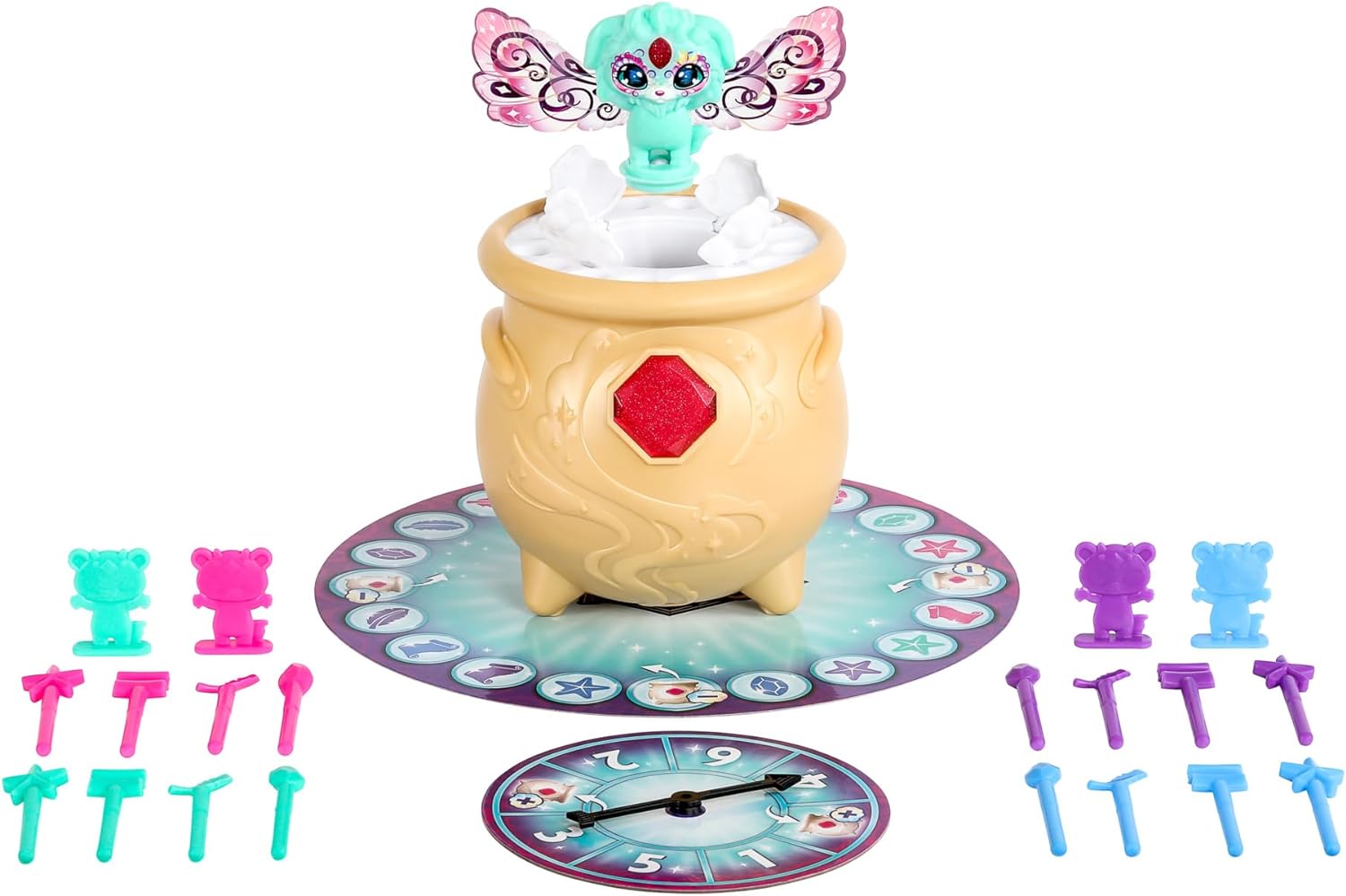 Magic Mixies Magic Potion Cauldron Game. Place The Magic Ingredients Into The Cauldron and Make The Exclusive Mixling Leap Up and Out to Win
