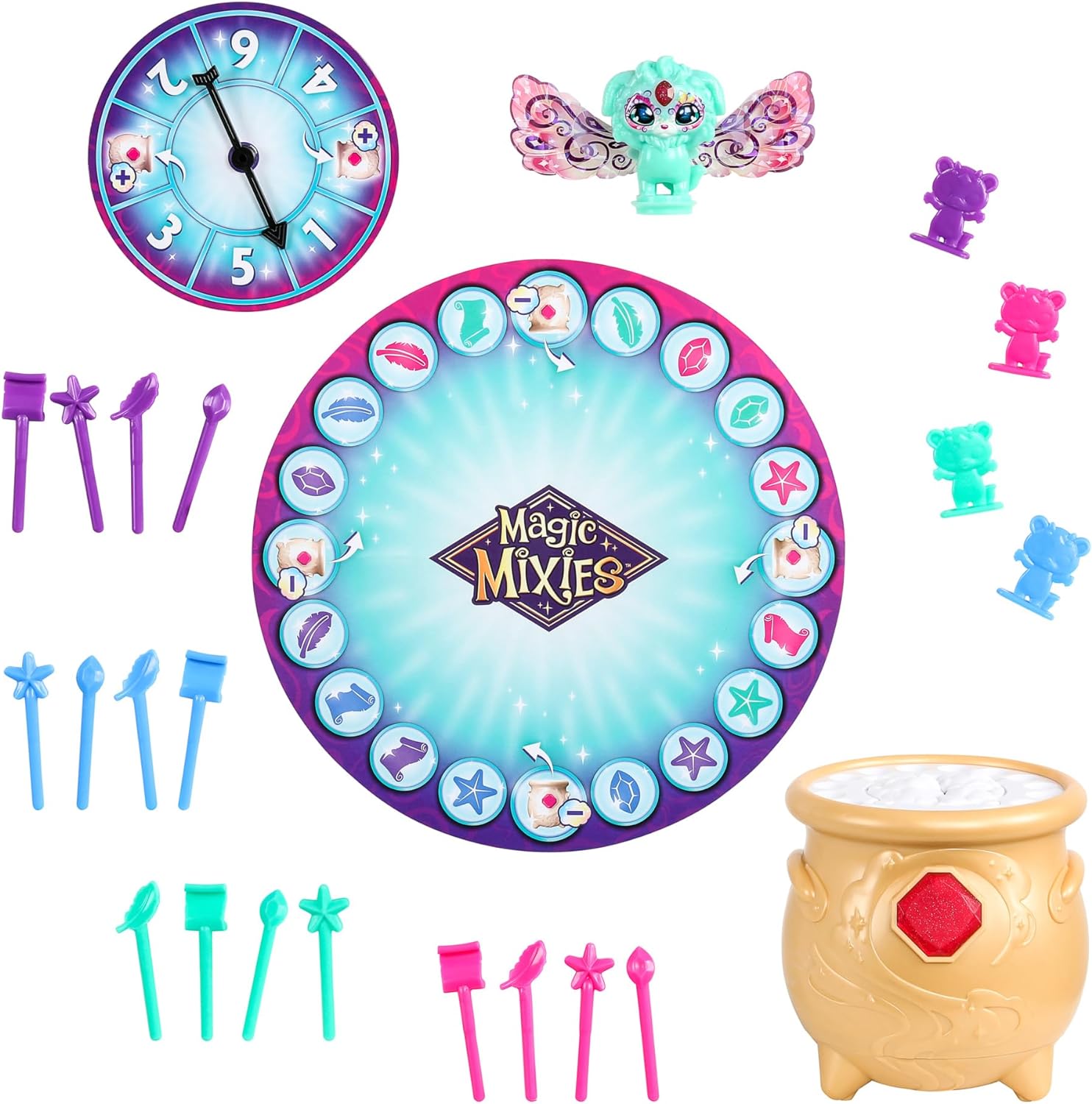 Magic Mixies Magic Potion Cauldron Game. Place The Magic Ingredients Into The Cauldron and Make The Exclusive Mixling Leap Up and Out to Win