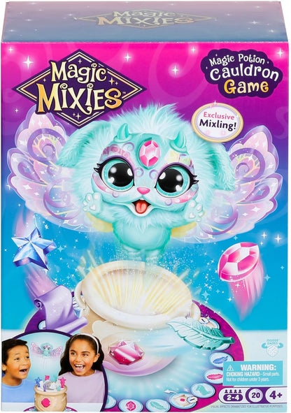 Magic Mixies Magic Potion Cauldron Game. Place The Magic Ingredients Into The Cauldron and Make The Exclusive Mixling Leap Up and Out to Win