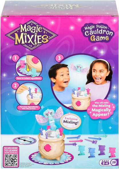 Magic Mixies Magic Potion Cauldron Game. Place The Magic Ingredients Into The Cauldron and Make The Exclusive Mixling Leap Up and Out to Win