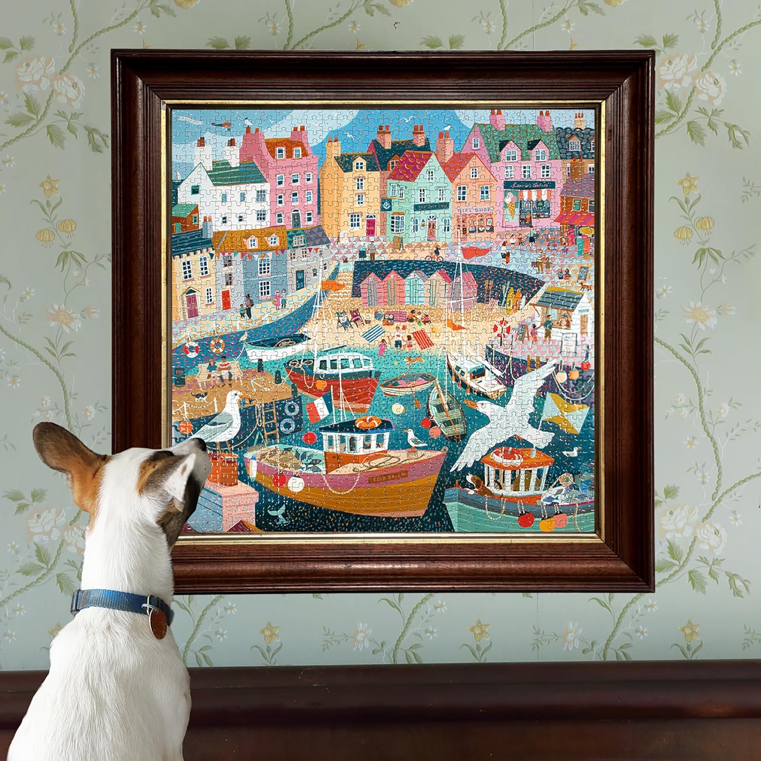 eeBoo Piece & Love: Seaside Harbor - Puzzel van 1000 stukjes - Vierkante puzzel voor volwassenen, 23x23, inclusief afbeeldingsreferentie-invoegsel, glanzende stukken