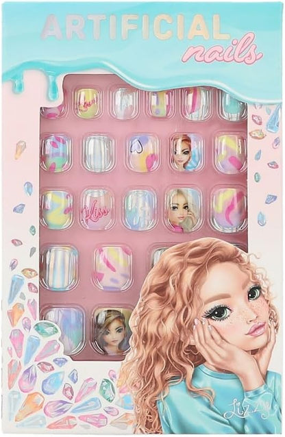 Depesche TOPModel Beauty and Me 12685 Self-Adhesive False Nails Patterns, 24 Artificial Flat Fingernails in Various Sizes