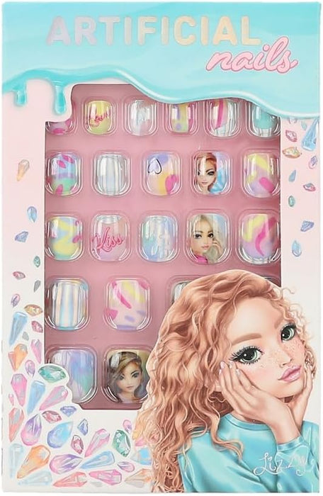 Depesche TOPModel Beauty and Me 12685 Self-Adhesive False Nails Patterns, 24 Artificial Flat Fingernails in Various Sizes