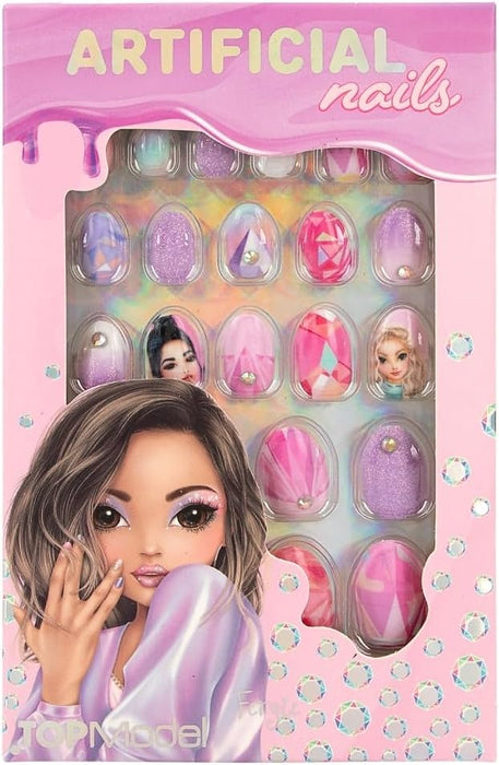 Depesche TOPModel Beauty and Me 12686 Self-Adhesive False Nails Patterns, 24 Artificial Pointed Fingernails in Various Sizes