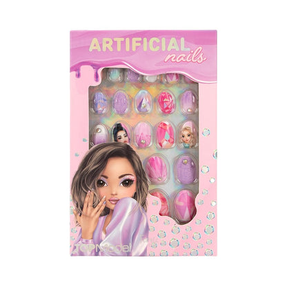 Depesche TOPModel Beauty and Me 12686 Self-Adhesive False Nails Patterns, 24 Artificial Pointed Fingernails in Various Sizes