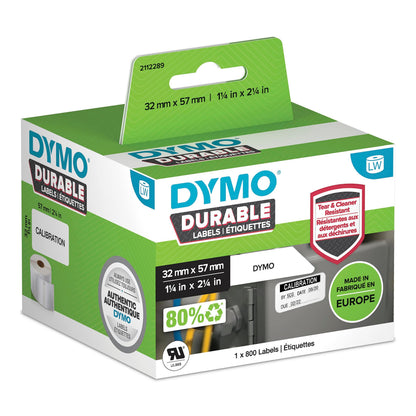 DYMO LW Durable Industrial Labels for LabelWriter Label Printers, White Poly, 57 x 32 mm, Roll of 800 (1933084
