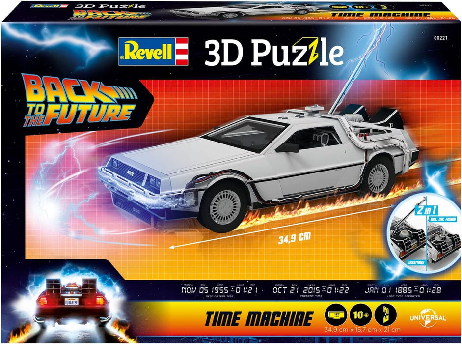 Revell 3D Puzzle 00221 Time Machine "Back to the Future" 157 Pieces, Highly Detailed, 34cm in length, Fun & Easy To Build