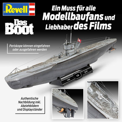 Revell-Revell-05675 Regalo Set Das BOOT-40 Aniversario, Escala 1:144, con Pinturas Base, Pegamento y brocha Other License Película Kit de Modelo de plástico, Color sin Pintar, Mittel (05675