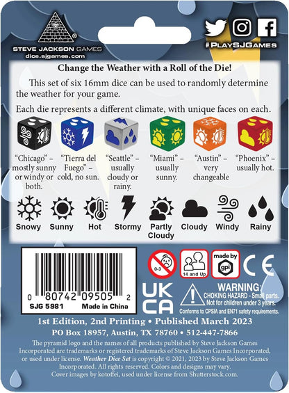 Weather Dice by Steve Jackson Games, Dice