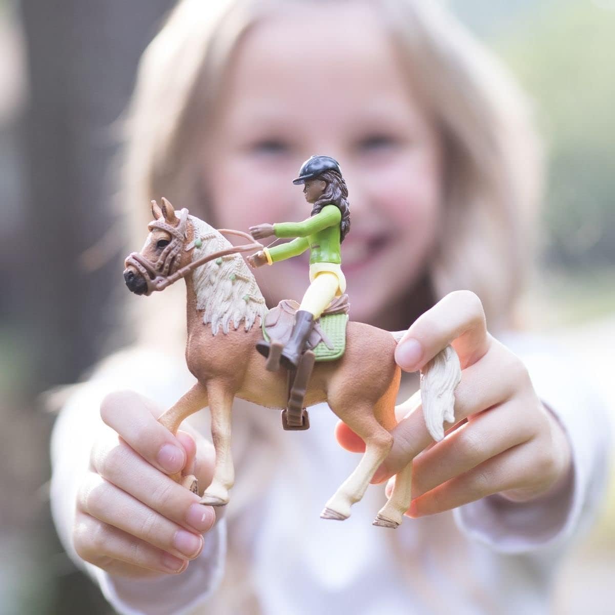 schleich 42542 Horse Club Sarah and Mystery Horse Figurine Set - Horse Toy Playset with Removable Saddle and Bridle, Fully Movable Rider Figurine, Adventurous Fun for Boys and Girlsfor Kids Ages 5+ Updated packaging