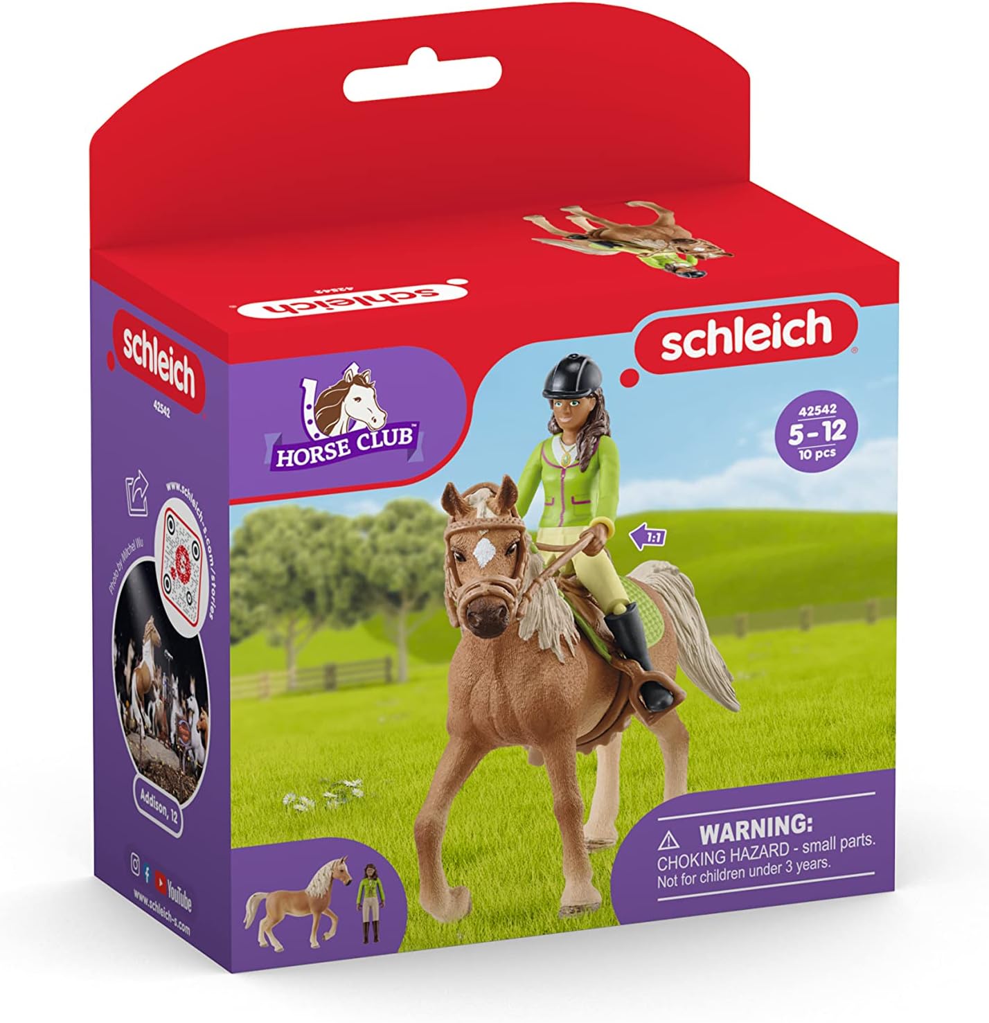 schleich 42542 Horse Club Sarah and Mystery Horse Figurine Set - Horse Toy Playset with Removable Saddle and Bridle, Fully Movable Rider Figurine, Adventurous Fun for Boys and Girlsfor Kids Ages 5+ Updated packaging