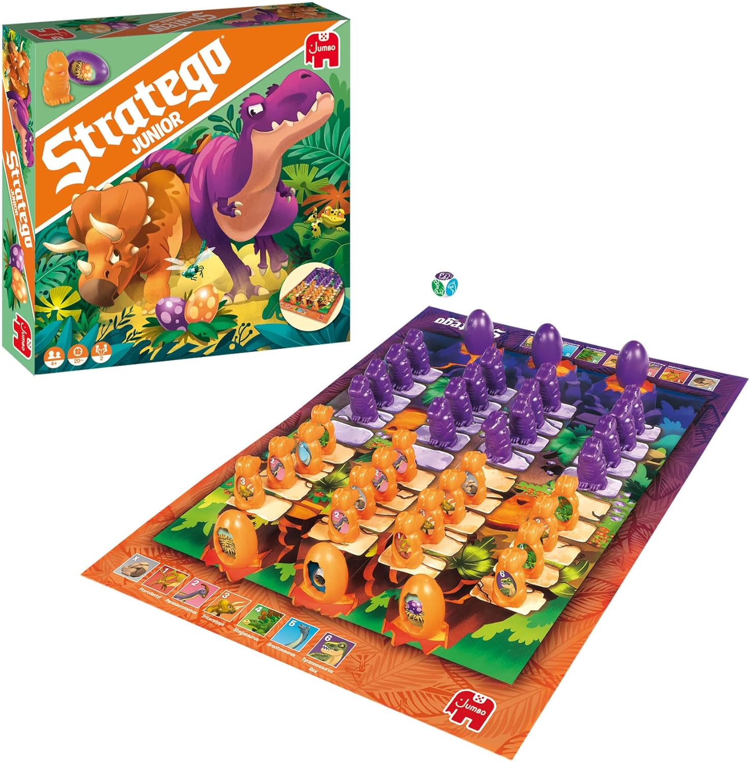Jumbo- Stratego: Junior Dinos Dinosaurio Juego, Color (8710126199596)