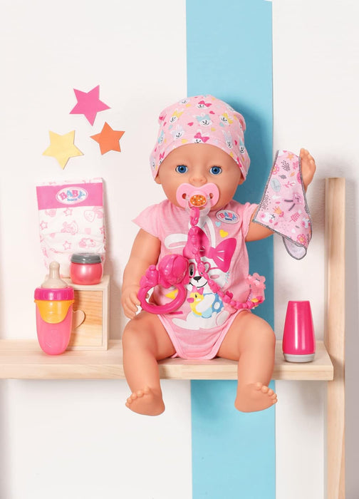 Baby Born Starter Set 832851 - Accesories Dolls for Toddlers - Includes Magic Eyes Dummy & Dummy Chain, Nappy, Ring Toy, Powder Bottle, Cream Tube, Bottle & Neckerchief