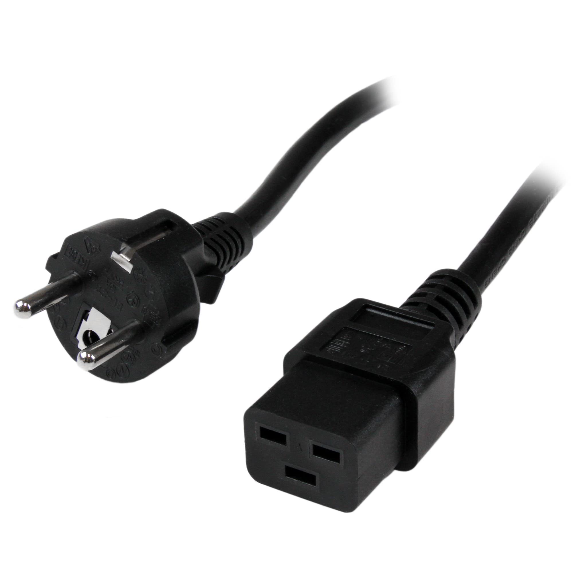 StarTech.com Cavo di Alimentazione per Computer da 2 m; Cavo Elettrico Schuko EU a C19, 16A-250V 16AWG, Cavo Alimentazione AC di Ricambio per Alimentatori PC/Monitor - Certificato UL (PXTEUC192M