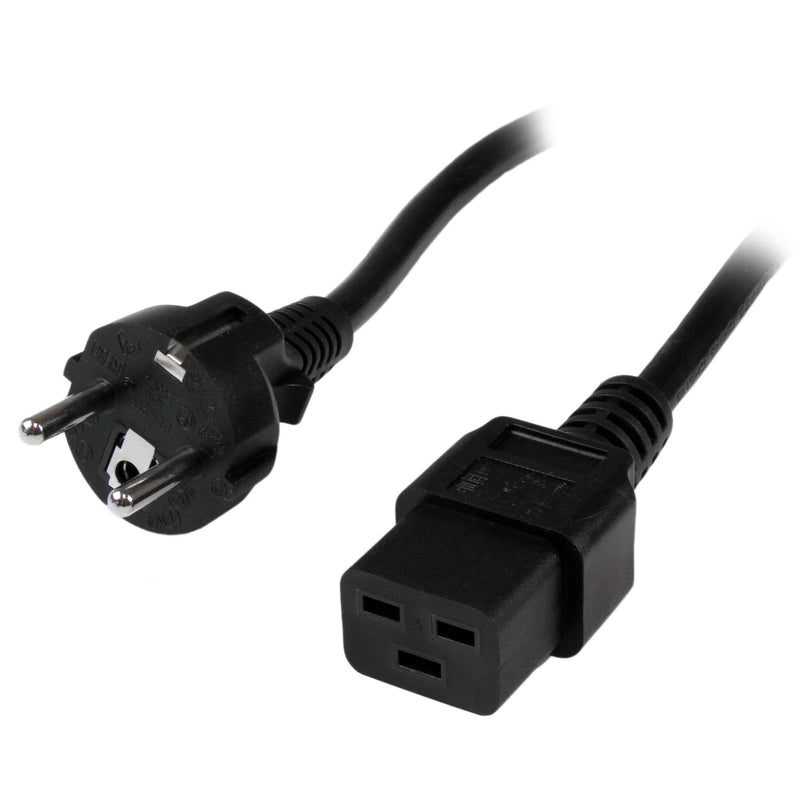 StarTech.com Cavo di Alimentazione per Computer da 2 m; Cavo Elettrico Schuko EU a C19, 16A-250V 16AWG, Cavo Alimentazione AC di Ricambio per Alimentatori PC/Monitor - Certificato UL (PXTEUC192M