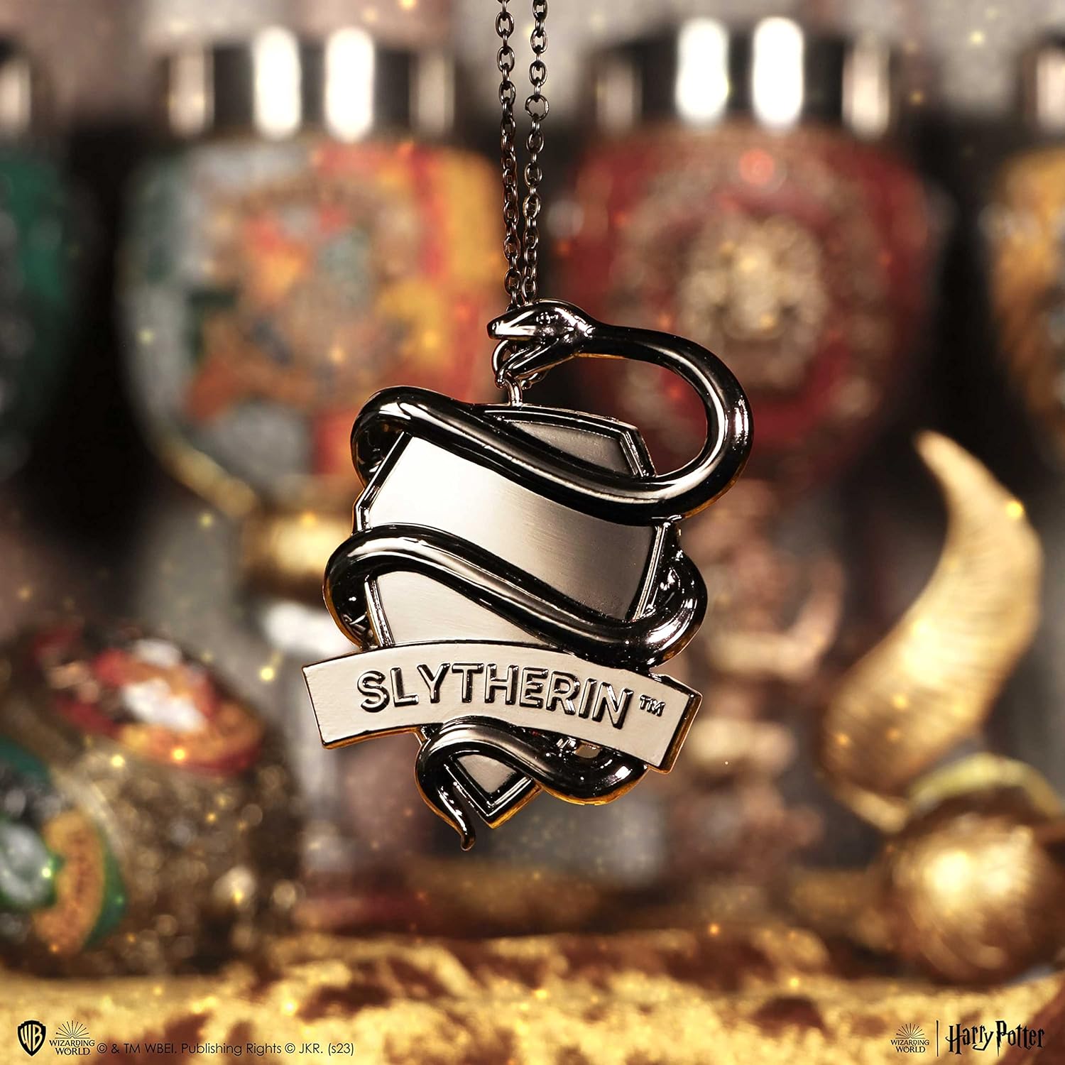 Nemesis Now Harry Potter Slytherin Crest (Silver) Hanging Ornament 6.3cm, Resin, Officially Licensed Harry Potter Merchandise, Requires Sturdy Hanging Place, Cast in the Finest Resin, Hand-Painted