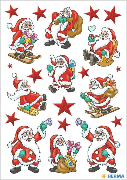 HERMA 3219 Christmas Stickers, Santa Claus (63 Stickers, Paper, Matte) Self-Adhesive Christmas Decoration, Permanent Adhesive Labels for Christmas, Gifts, Crafts, Advent Calendar, Colourful