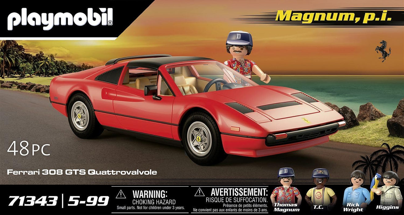 Playmobil 71343 Famous Cars Magnum, P.I. Ferrari 308 GTS Quattrovalvole, supercar, Collector's item for car enthusiasts, Toy for collectors and suitable for children ages 5+