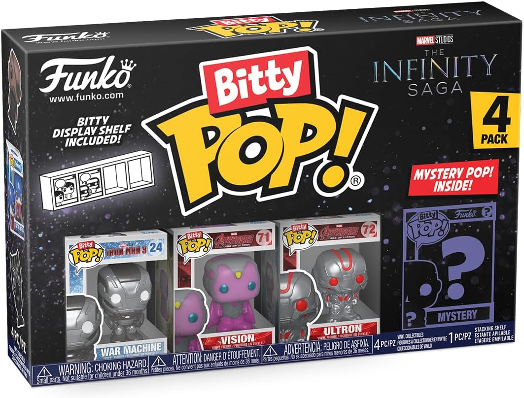 Funko Bitty Pop! Marvel Mini Collectible Toys - War Machine, Vision, Ultron & Mystery Chase Figure (Styles May Vary) 4-Pack