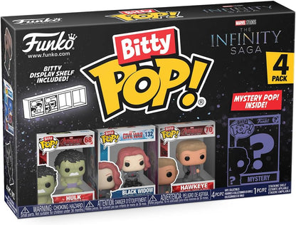 Funko Bitty Pop! Marvel Mini Collectible Toys - Hulk, Black Widow, Hawkeye & Mystery Chase Figure (Styles May Vary) 4-Pack