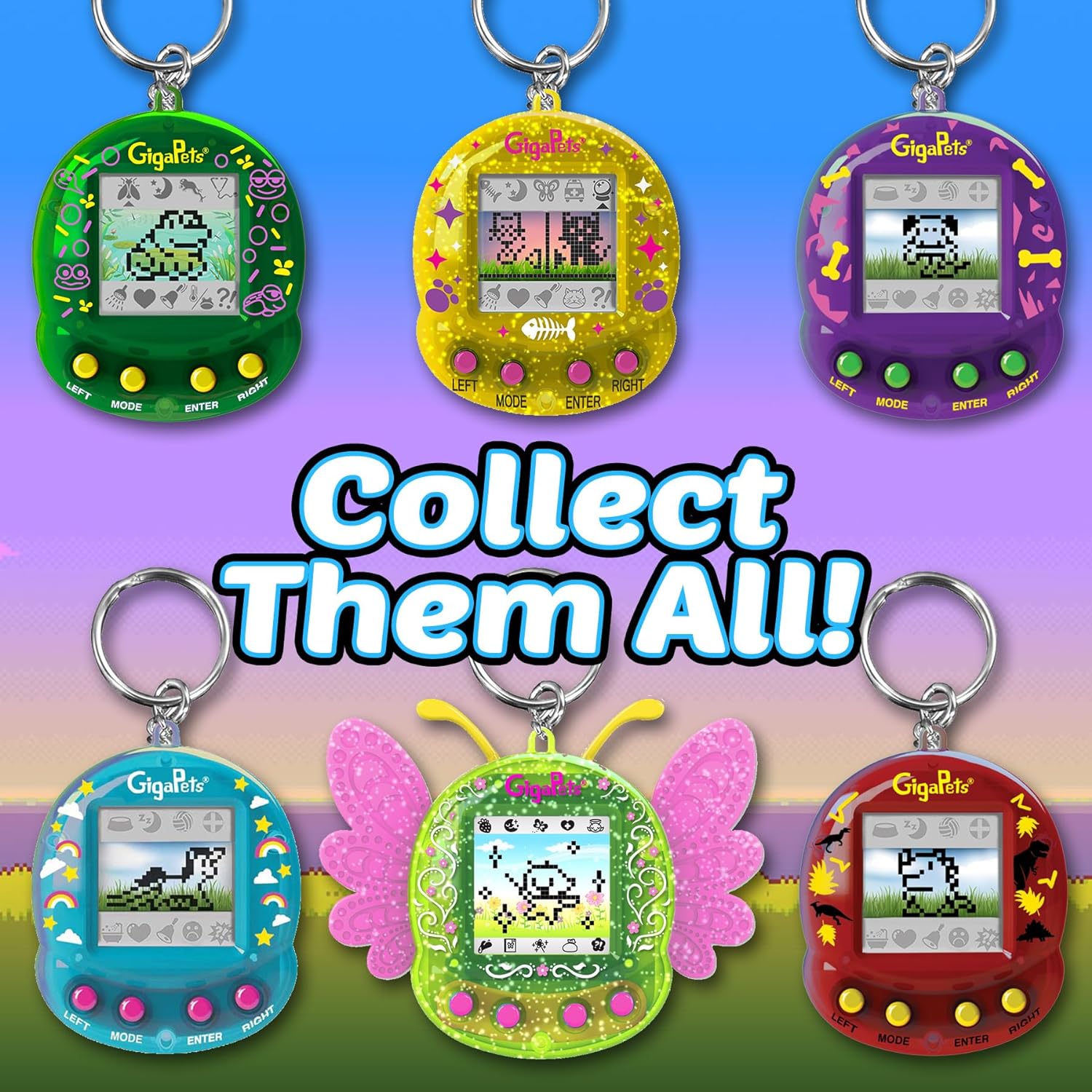 Giga Pets NEW Floppy Frog Virtual Animal Pet Toy, Glossy Green Translucent Housing Shell, New Games, Animations, Sound Effects, & Low Battery Warning, Upgraded Nostalgic 90s Toy, 3D Pet Live in Motion