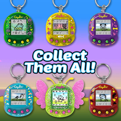 Giga Pets NEW Floppy Frog Virtual Animal Pet Toy, Glossy Green Translucent Housing Shell, New Games, Animations, Sound Effects, & Low Battery Warning, Upgraded Nostalgic 90s Toy, 3D Pet Live in Motion