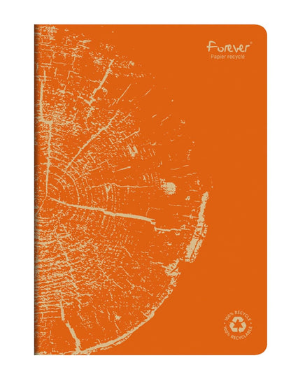 Clairefontaine 68466C - FOREVER premium cahier piqué 21x29,7cm 90g recyclé 96p ligné coloris assortis - PAQ de 5