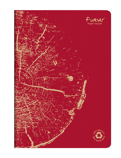 Clairefontaine 68466C - FOREVER premium cahier piqué 21x29,7cm 90g recyclé 96p ligné coloris assortis - PAQ de 5