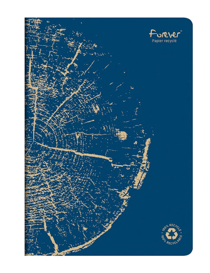 Clairefontaine 68466C - FOREVER premium cahier piqué 21x29,7cm 90g recyclé 96p ligné coloris assortis - PAQ de 5
