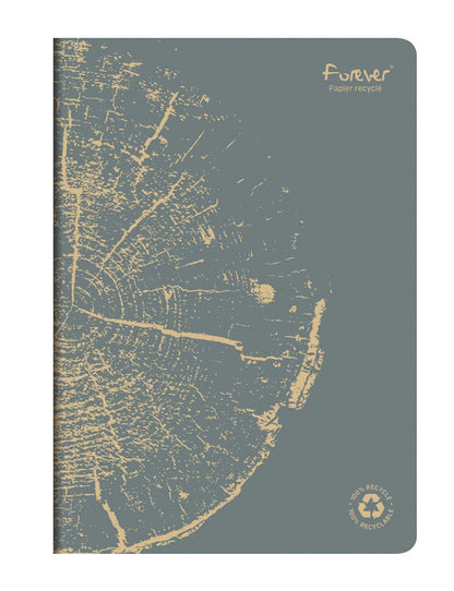 Clairefontaine 68466C - FOREVER premium cahier piqué 21x29,7cm 90g recyclé 96p ligné coloris assortis - PAQ de 5
