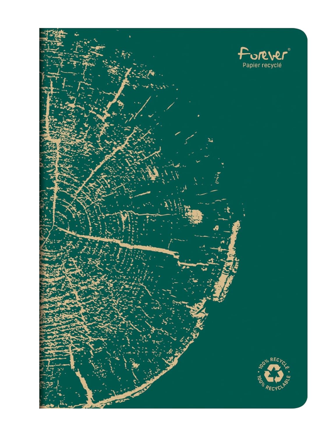 Clairefontaine 68466C - FOREVER premium cahier piqué 21x29,7cm 90g recyclé 96p ligné coloris assortis - PAQ de 5