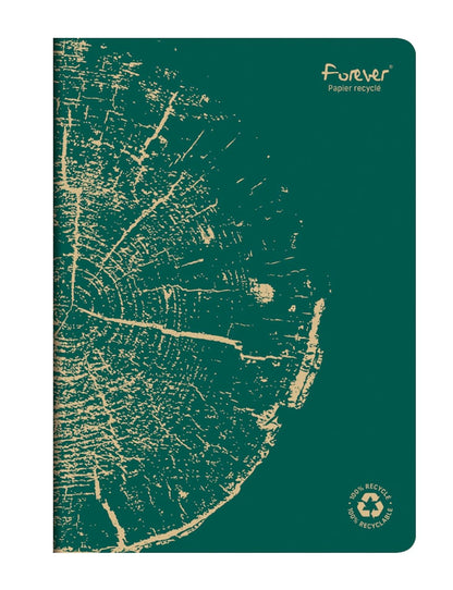 Clairefontaine 68466C - FOREVER premium cahier piqué 21x29,7cm 90g recyclé 96p ligné coloris assortis - PAQ de 5