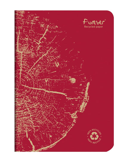 Clairefontaine 68486C - FOREVER premium carnet piqué 14,8x21cm 90g recyclé 96p ligné coloris assortis - PAQ de 5