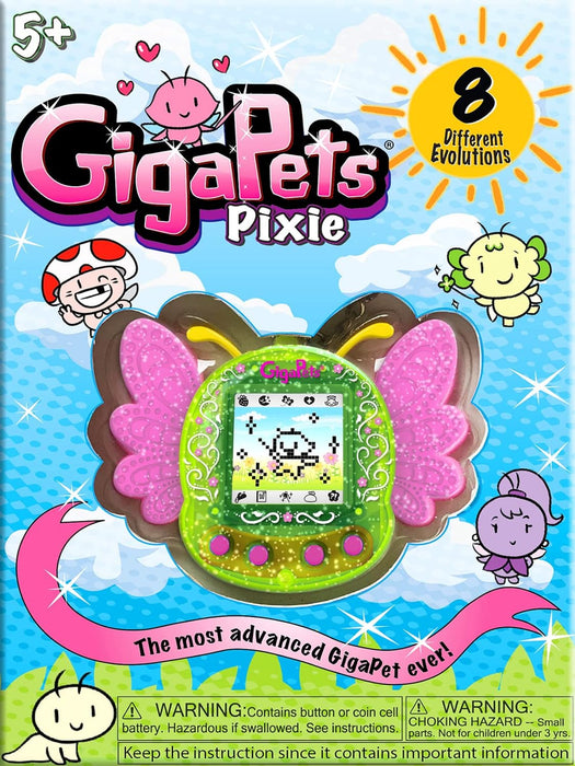 Top Secret Toys Giga Pets Pixie Virtual Pet Electronic Toy (Green), Upgraded Nostalgic 90s Toy, 8 Different Pixie Evolutions, Collect Elements, Cast Spells, Craft Potions, for Kids of All Ages
