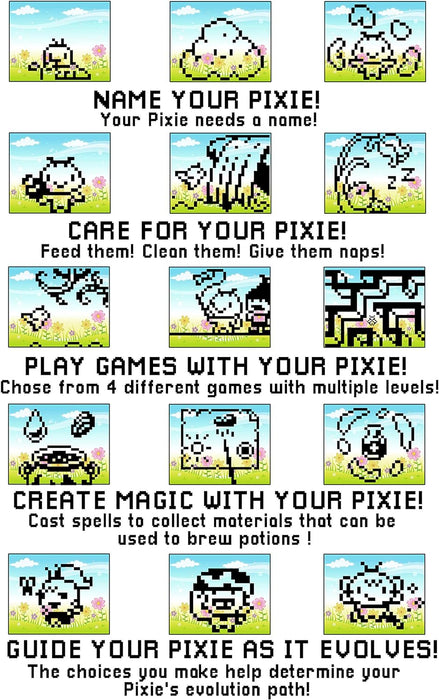 Top Secret Toys Giga Pets Pixie Virtual Pet Electronic Toy (Green), Upgraded Nostalgic 90s Toy, 8 Different Pixie Evolutions, Collect Elements, Cast Spells, Craft Potions, for Kids of All Ages