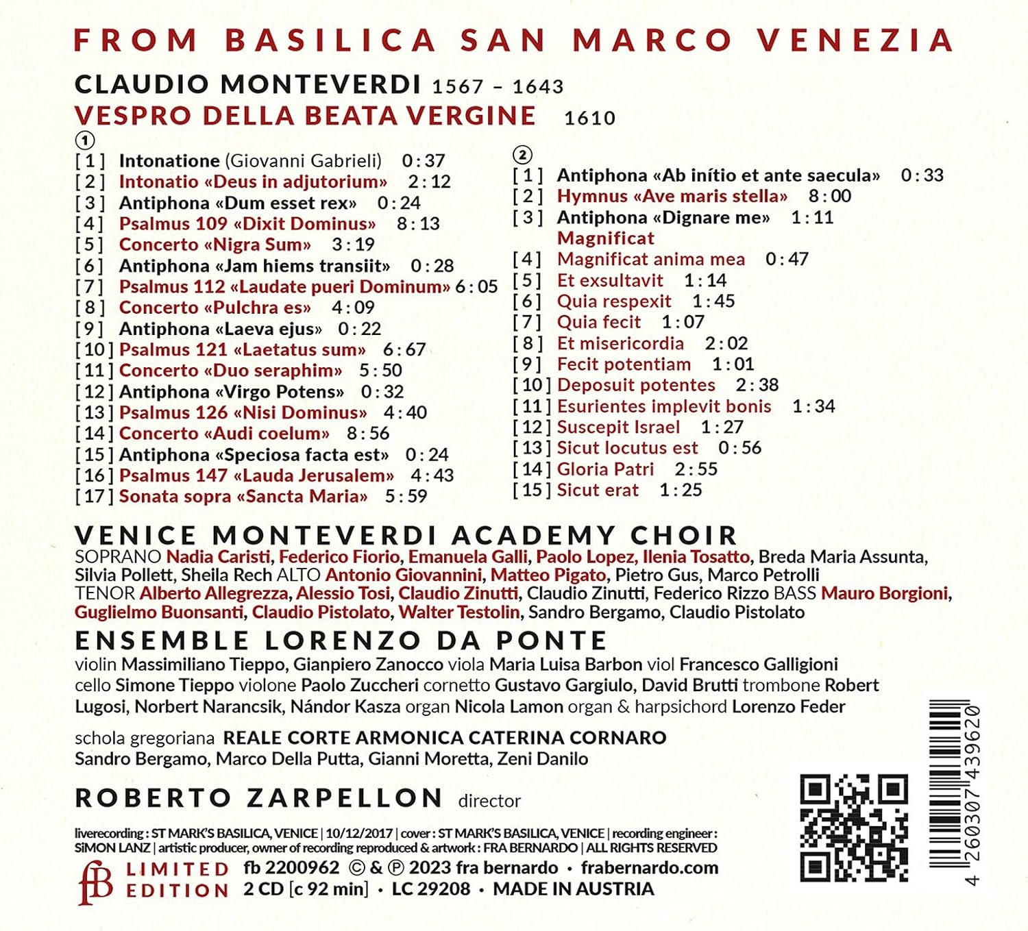 Claudio Monteverdi: Vespro della Beata Vergine