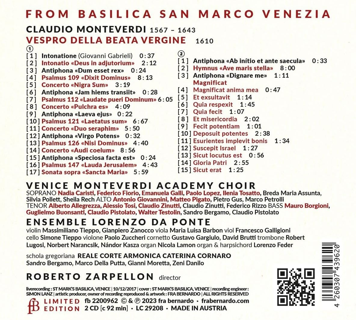 Claudio Monteverdi: Vespro della Beata Vergine