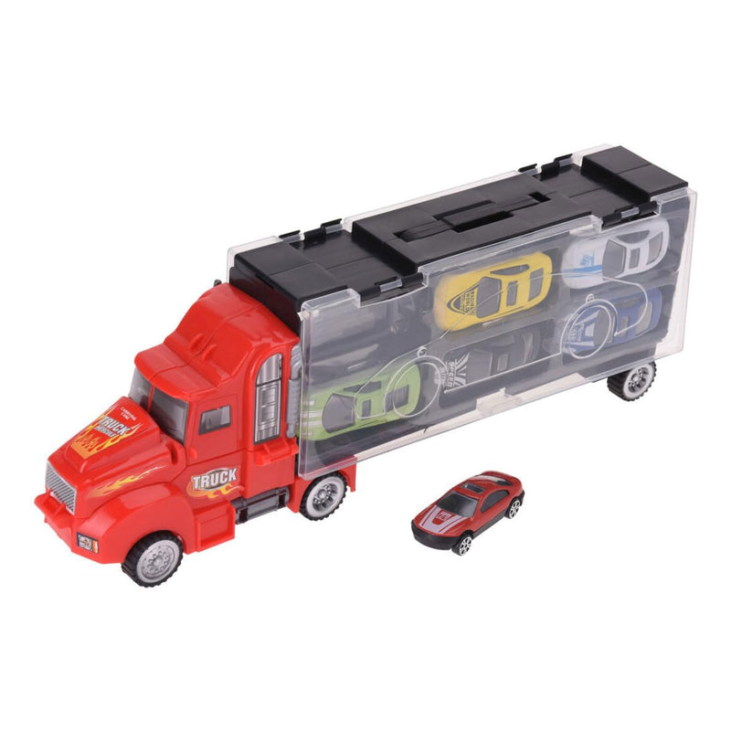 divers - Vrachtwagen met Trailer en 6 Die-cast Auto\`s