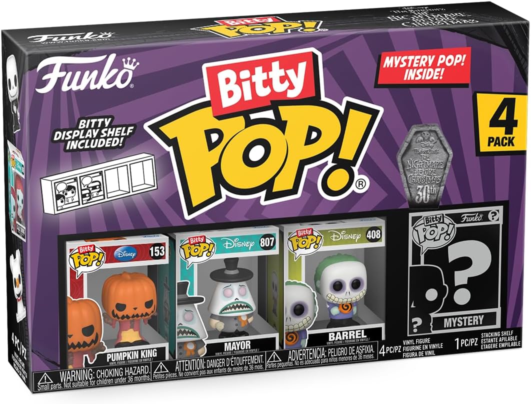 Funko Bitty Pop! the Nightmare Before Christmas - Pumpkin Jack 4PK - Pumpkin King, Mayor (frowning), Barrel and A Surprise Mystery Mini Figure - 0.9 Inch (2.2 Cm) Collectable - Gift Idea Fans