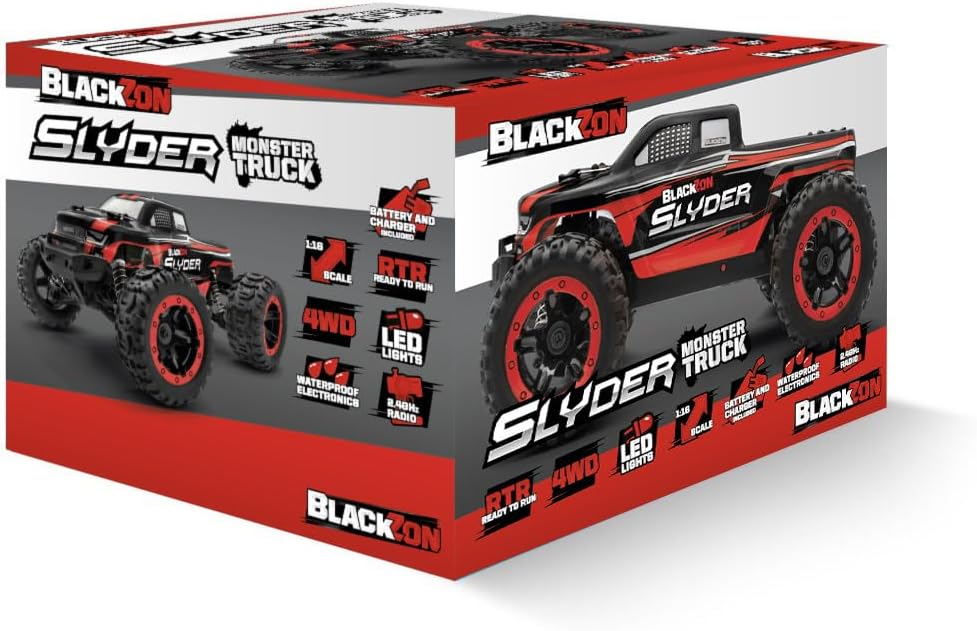 BLACKZON - Slyder MT 1/16 4WD Electric Monster Truck - Red (540098