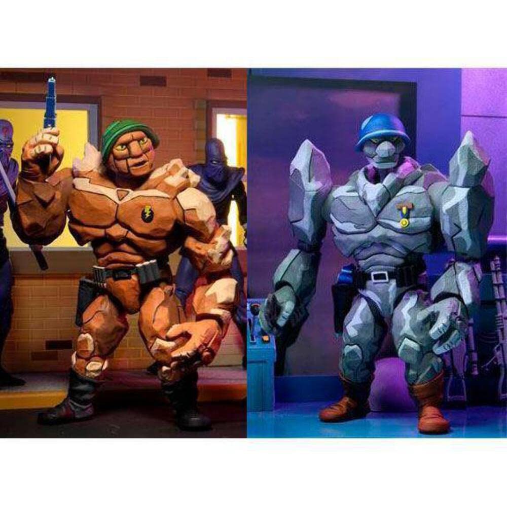 NECA 7” TMNT Cartoon Tragg And Grannitor 2 Pack Figure, Multicolor, 54142