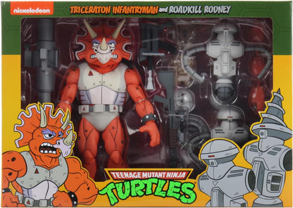 7" TMNT Cartoon Triceraton Infantryman & Roadkill Rodney 2 Pack Figure