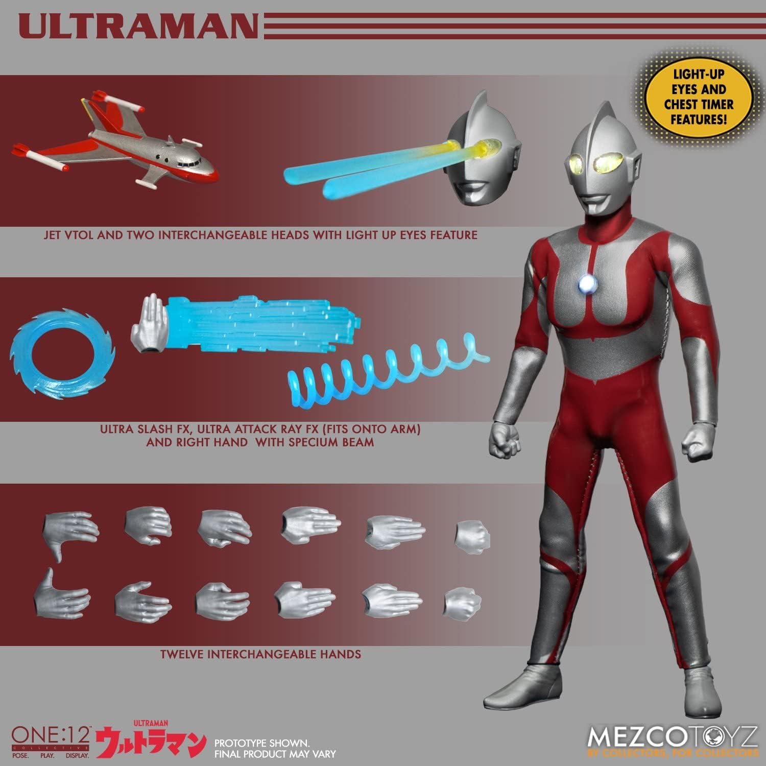 Mezco Toys Ultraman figurine lumineuse 1/12 Ultraman 16 cm