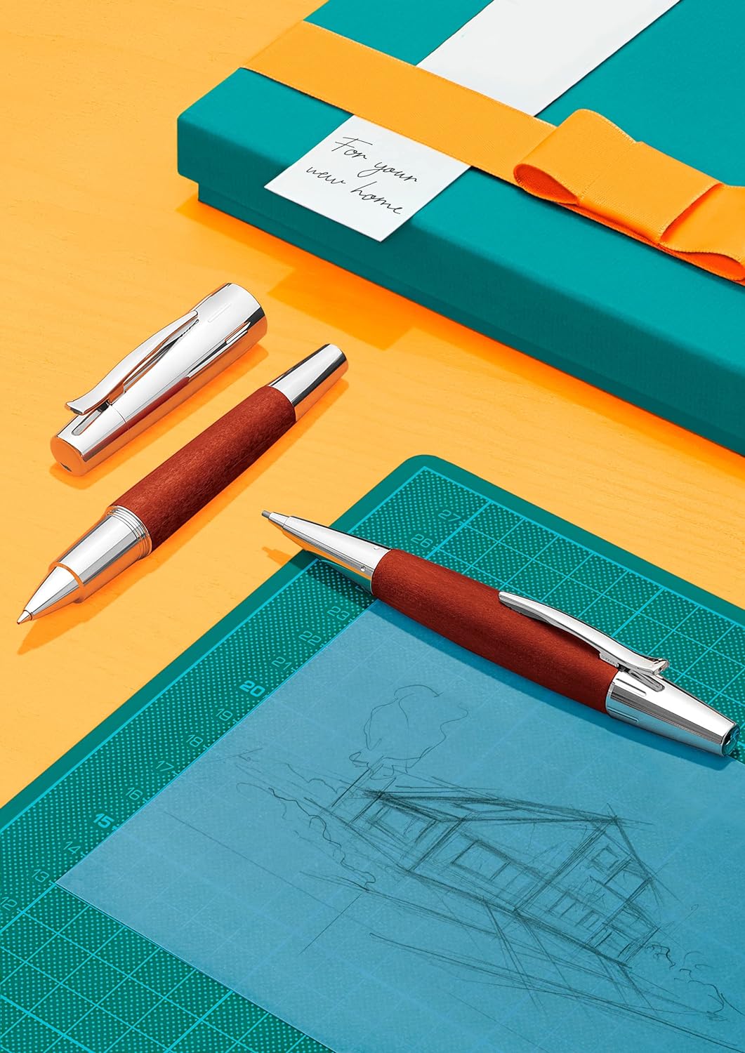 Faber-Castell 138382 PROP.PENCIL WOOD/CHROME SHINY BROWN