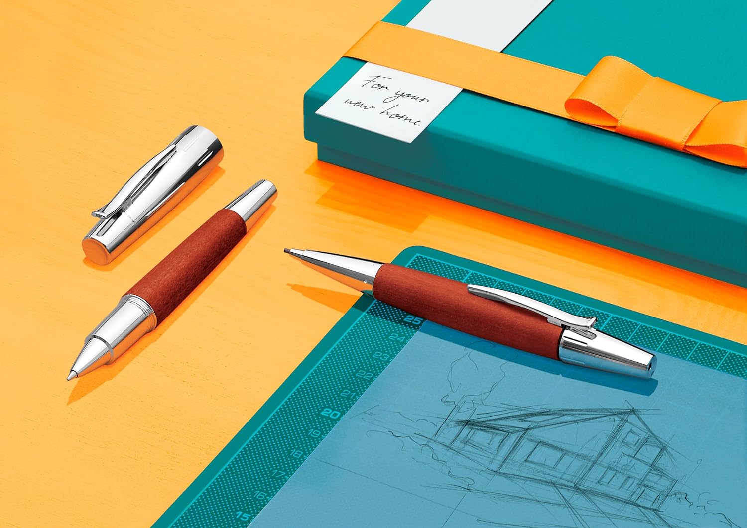 Faber-Castell 138382 PROP.PENCIL WOOD/CHROME SHINY BROWN