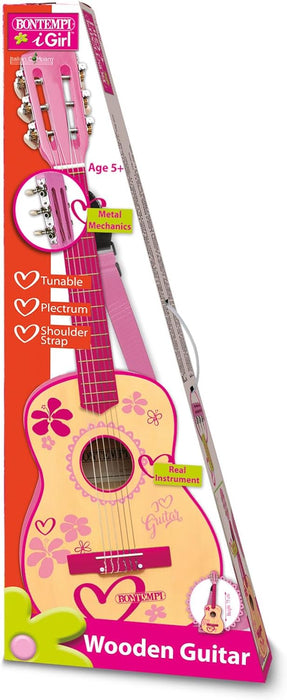 Bontempi- Wooden Guitar with 6 Strings, Multicolor (22 7571)